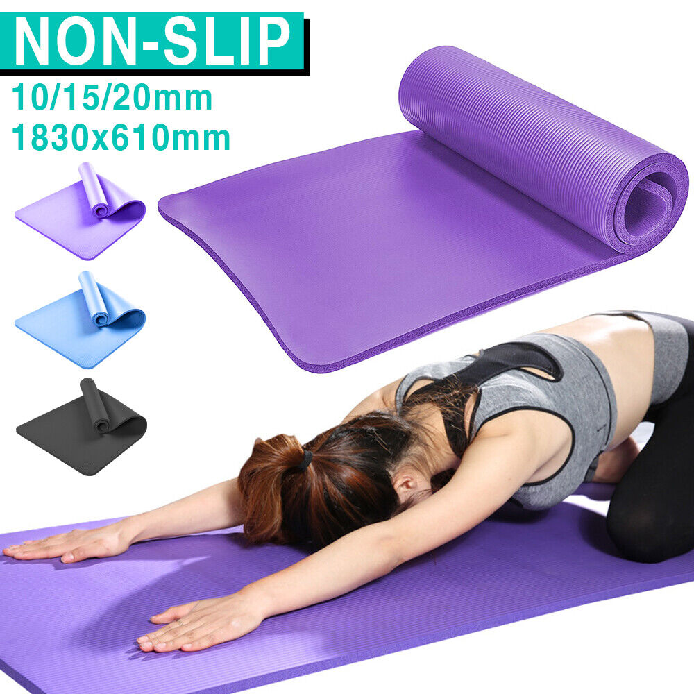 Thick Yoga Mat Pad 10/15/20MM NBR Nonslip Exercise Fitness Pilate Gym  Durable AU [Colour: Black] [Thickness: 15mm]