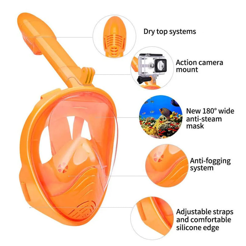 Full Face Snorkel Mask with GoPro Mount