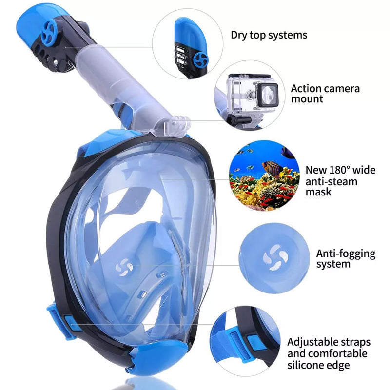 Full Face Snorkel Mask with GoPro Mount